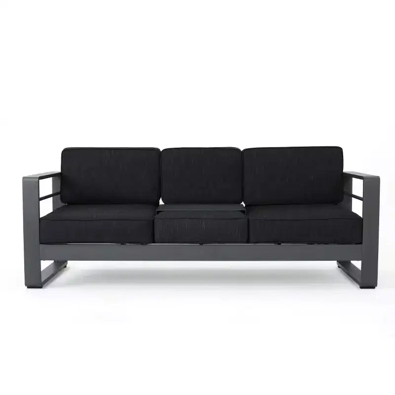 Christopher Knight Home Tiffany Salon de jardin d'extérieur moderne 6 places avec structure en aluminium et table basse