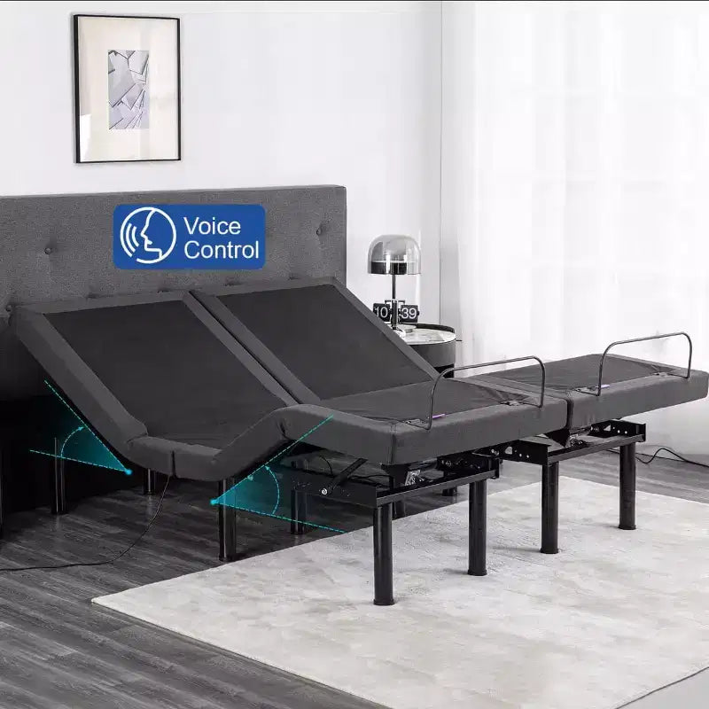 Dyonery Updated Adjustable Bed Base with 12 Form Frame Massage (Mattress color random)