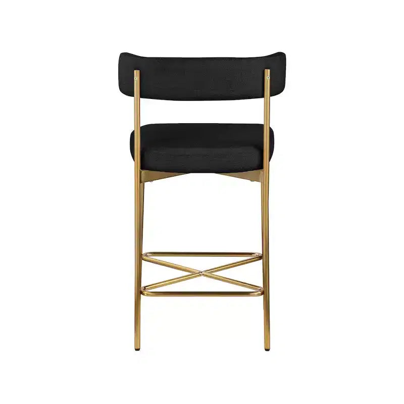 Meridian Furniture,Rivage Black Durable Linen Textured Fabric Stool, Set of 2