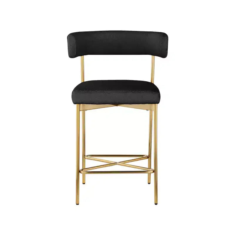 Meridian Furniture,Rivage Black Durable Linen Textured Fabric Stool, Set of 2
