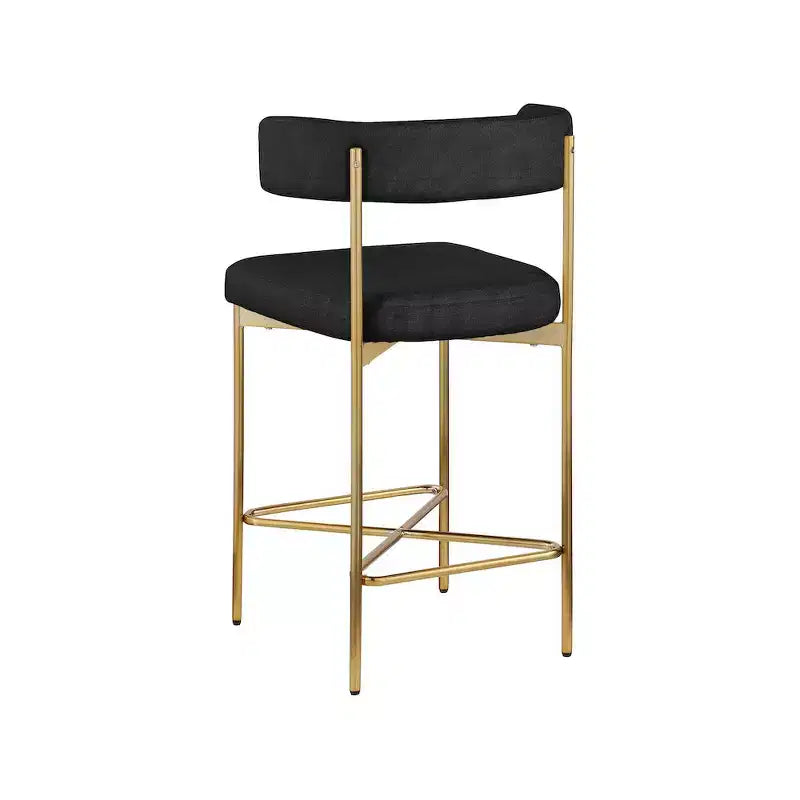 Meridian Furniture,Rivage Black Durable Linen Textured Fabric Stool, Set of 2