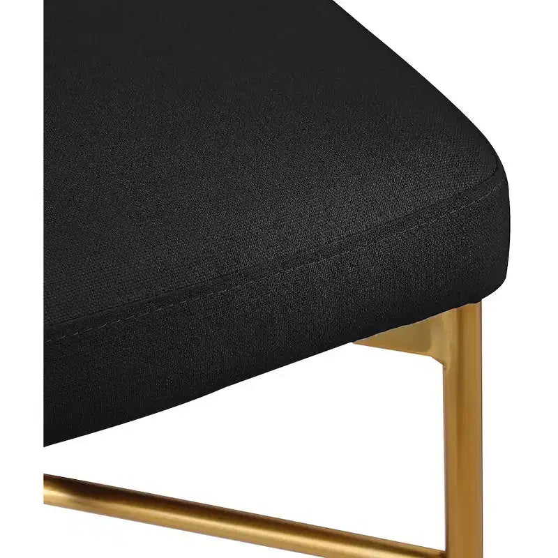 Meridian Furniture,Rivage Black Durable Linen Textured Fabric Stool, Set of 2