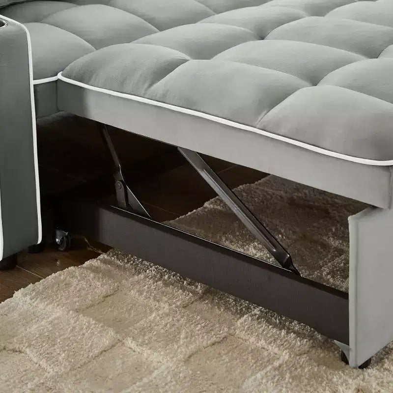 Zeus & Ruta Versatile 3-in-1 Foldable Velvet Sofa Bed with Adjustable Backrest, USB Port, Ashtray & Swivel Phone Stand