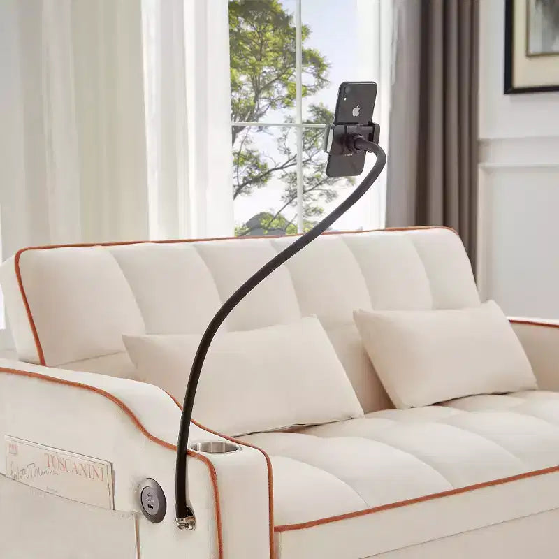 Zeus & Ruta Versatile 3-in-1 Foldable Velvet Sofa Bed with Adjustable Backrest, USB Port, Ashtray & Swivel Phone Stand