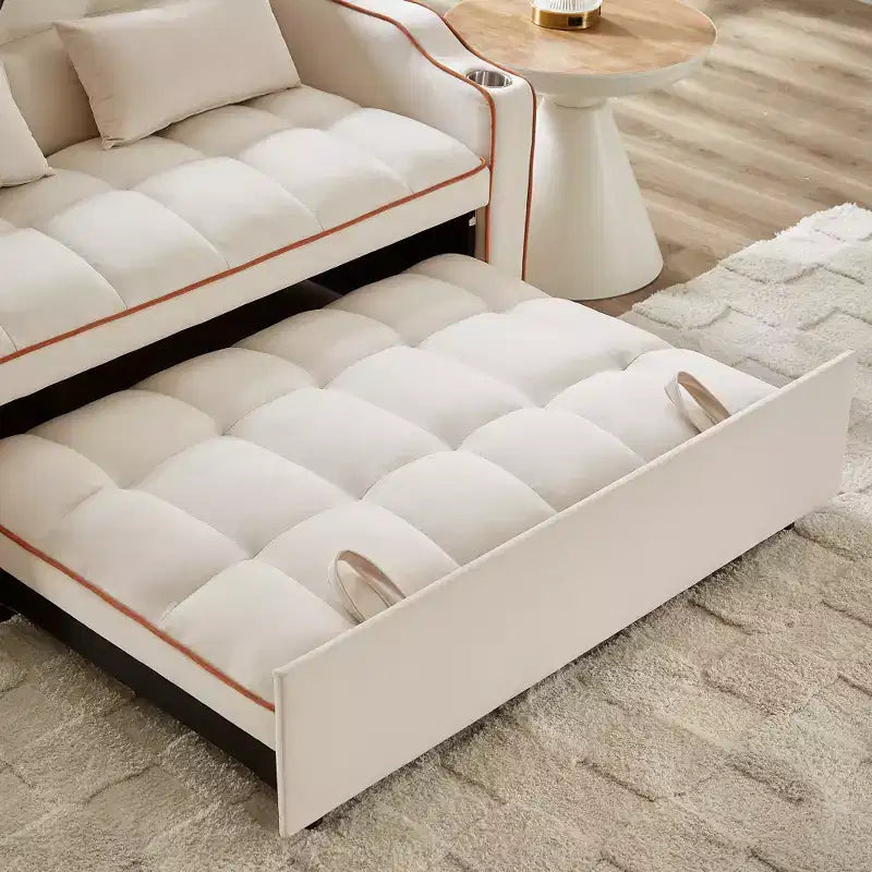 Zeus & Ruta Versatile 3-in-1 Foldable Velvet Sofa Bed with Adjustable Backrest, USB Port, Ashtray & Swivel Phone Stand