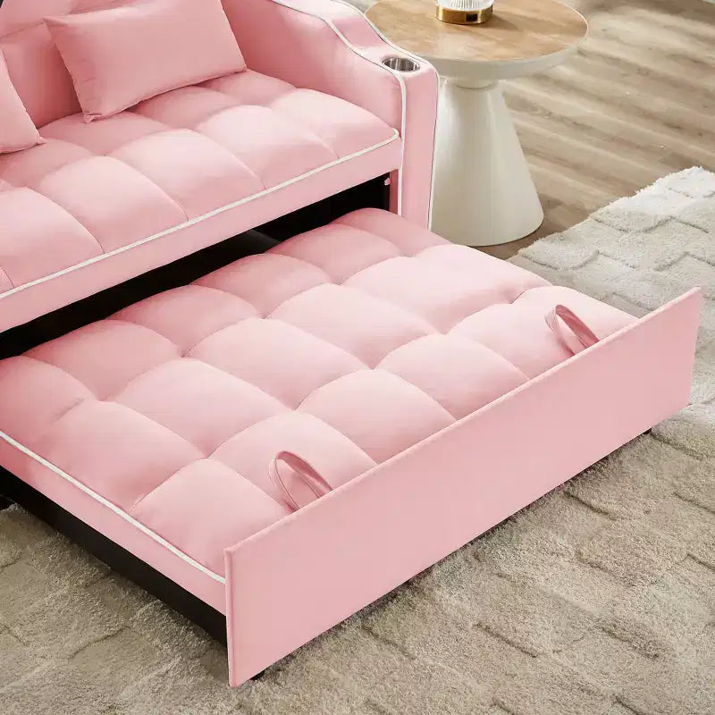 Zeus & Ruta Versatile 3-in-1 Foldable Velvet Sofa Bed with Adjustable Backrest, USB Port, Ashtray & Swivel Phone Stand