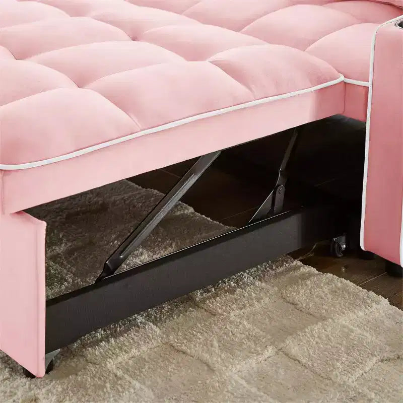 Zeus & Ruta Versatile 3-in-1 Foldable Velvet Sofa Bed with Adjustable Backrest, USB Port, Ashtray & Swivel Phone Stand