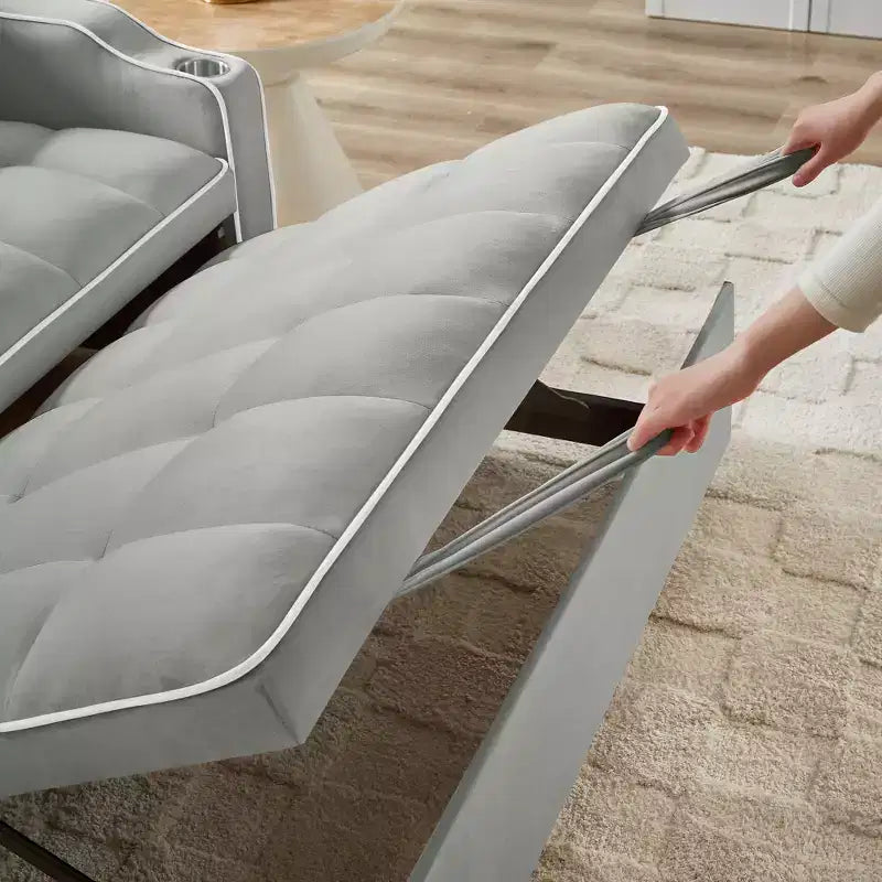 Zeus & Ruta Versatile 3-in-1 Foldable Velvet Sofa Bed with Adjustable Backrest, USB Port, Ashtray & Swivel Phone Stand