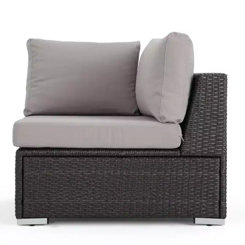 Christopher Knight Home Santa Rosa Ensemble de canapé sectionnel d'extérieur 9 pièces en osier en V et aluminium avec coussins