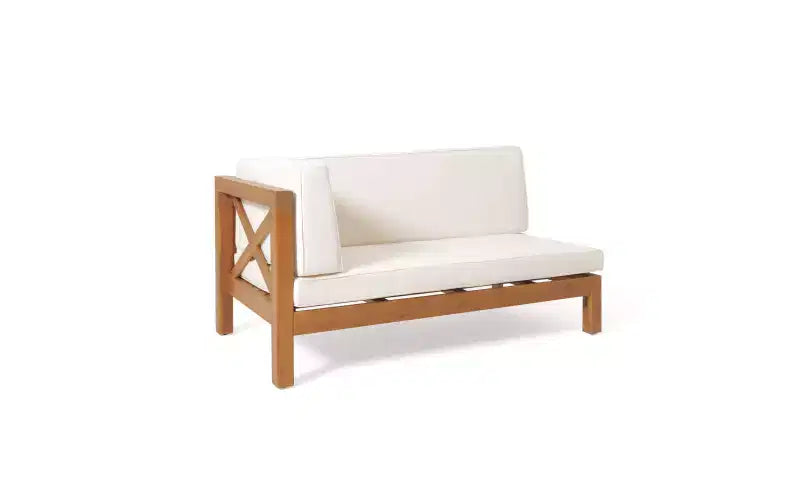 Ensemble de canapés d'extérieur modulaires en bois d'acacia en forme de U à 8 pièces Dominic Christopher Knight Home avec coussins