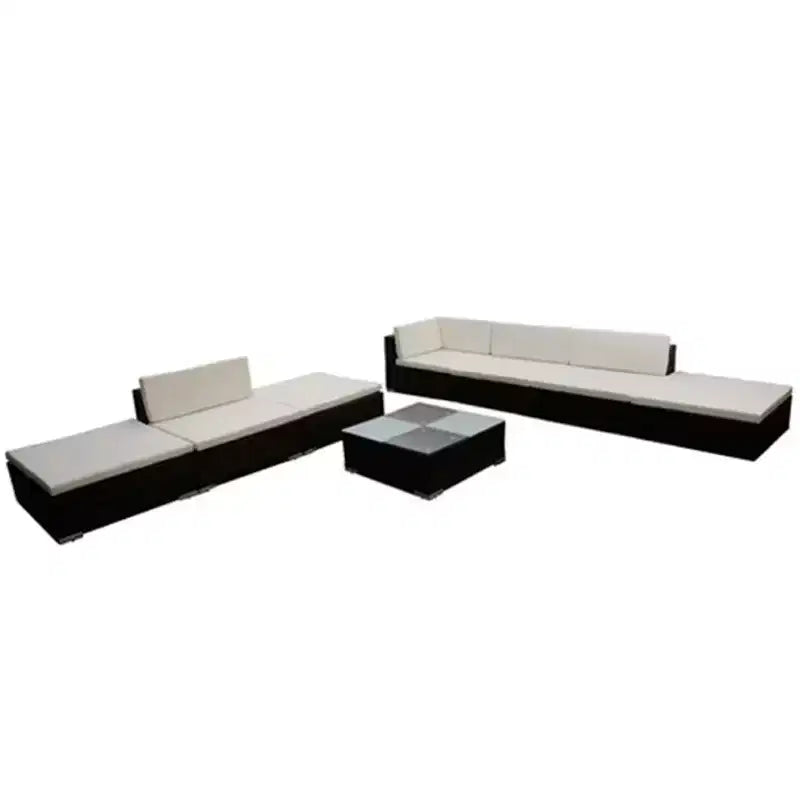 vidaXL Salon de jardin 8 pièces avec coussins résine tressée marron