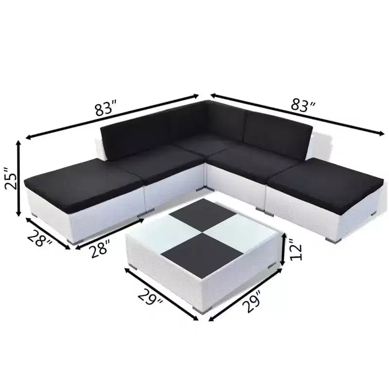vidaXL Salon de jardin 6 pièces avec coussins résine tressée blanc