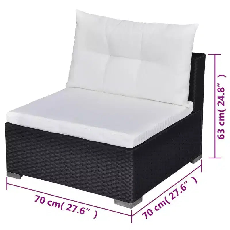 vidaXL Salon de jardin noir