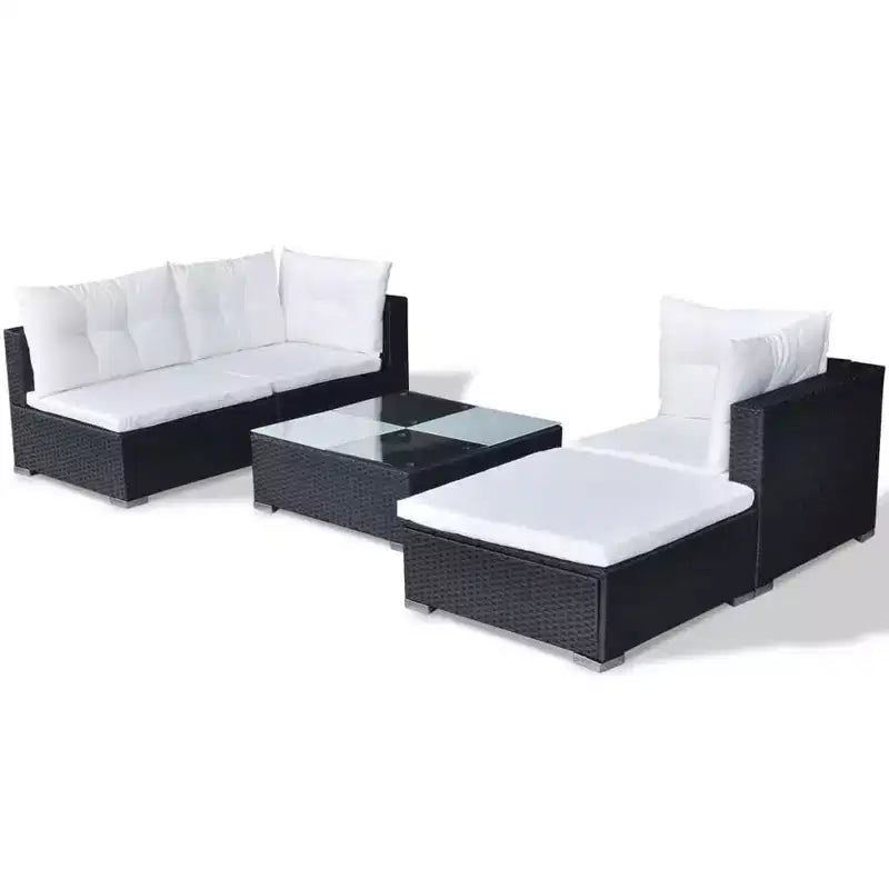 vidaXL Salon de jardin noir