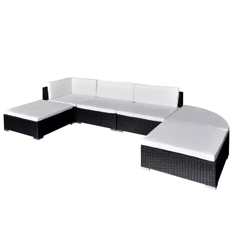 vidaXL Salon de jardin 6 pièces avec coussins résine tressée noir