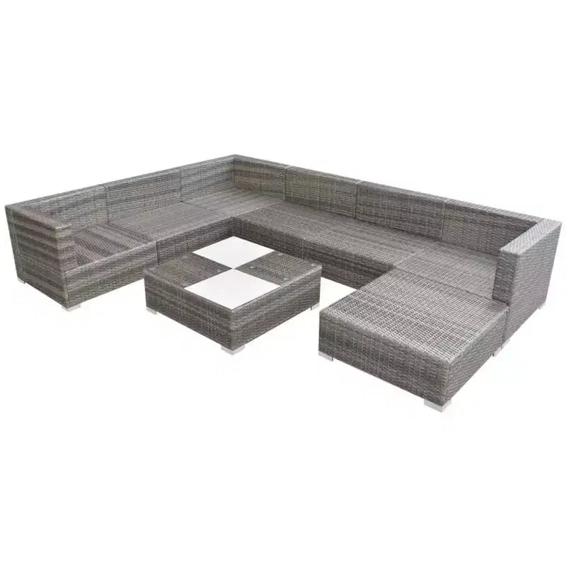 vidaXL Salon de jardin 8 pièces - Résine tressée grise avec coussins confortables, configuration polyvalente - Idéal pour le jardin et la terrasse