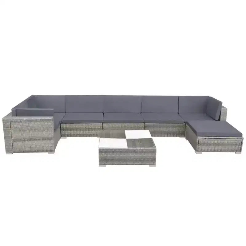 vidaXL Salon de jardin 8 pièces - Résine tressée grise avec coussins confortables, configuration polyvalente - Idéal pour le jardin et la terrasse