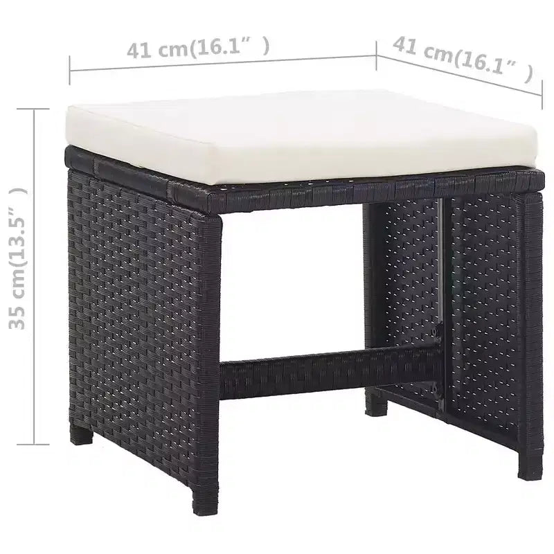 vidaXL Ensemble de meubles de jardin – 11 pièces en résine tressée noire avec coussins, plateau en verre – Élégant, durable, facile à nettoyer, mobilier de jardin d'extérieur