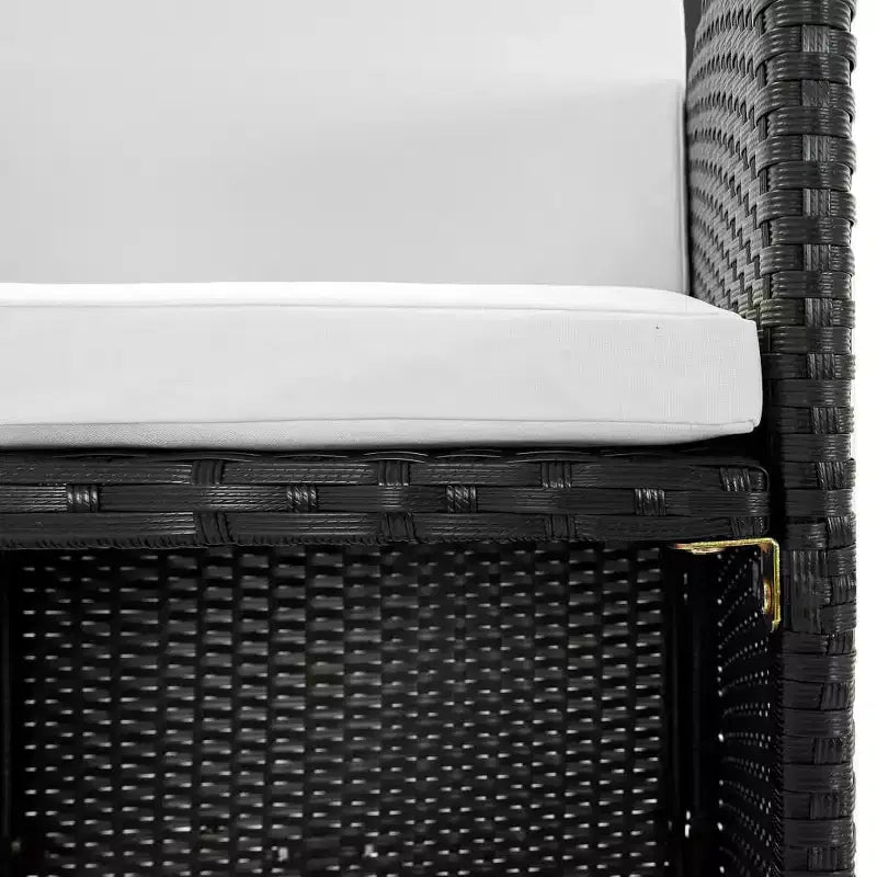vidaXL Ensemble de meubles de jardin – 11 pièces en résine tressée noire avec coussins, plateau en verre – Élégant, durable, facile à nettoyer, mobilier de jardin d'extérieur