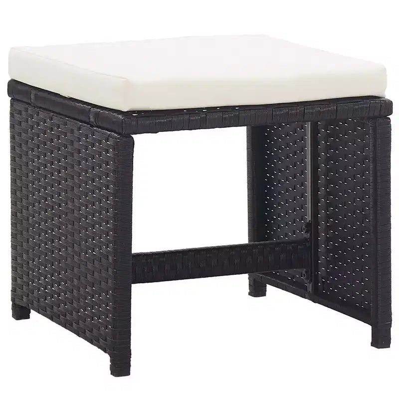 vidaXL Ensemble de meubles de jardin – 11 pièces en résine tressée noire avec coussins, plateau en verre – Élégant, durable, facile à nettoyer, mobilier de jardin d'extérieur