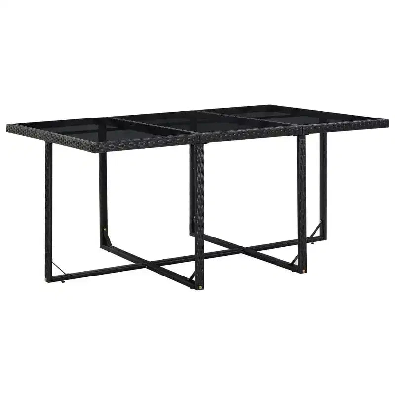 vidaXL Ensemble de meubles de jardin – 11 pièces en résine tressée noire avec coussins, plateau en verre – Élégant, durable, facile à nettoyer, mobilier de jardin d'extérieur
