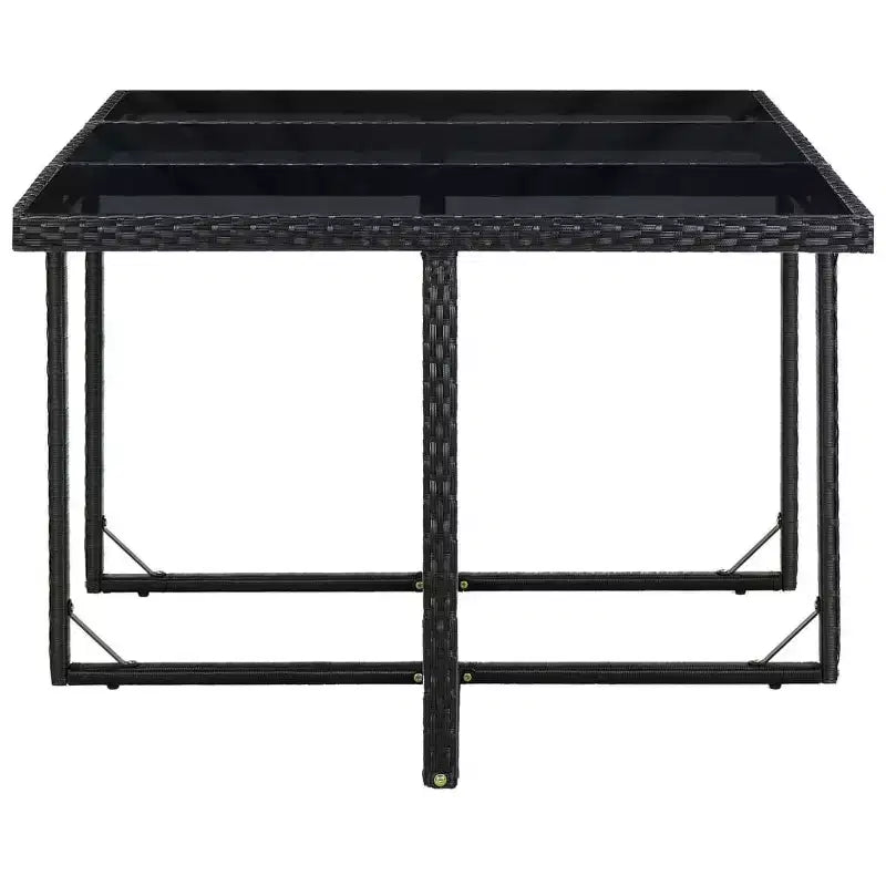 vidaXL Ensemble de meubles de jardin – 11 pièces en résine tressée noire avec coussins, plateau en verre – Élégant, durable, facile à nettoyer, mobilier de jardin d'extérieur