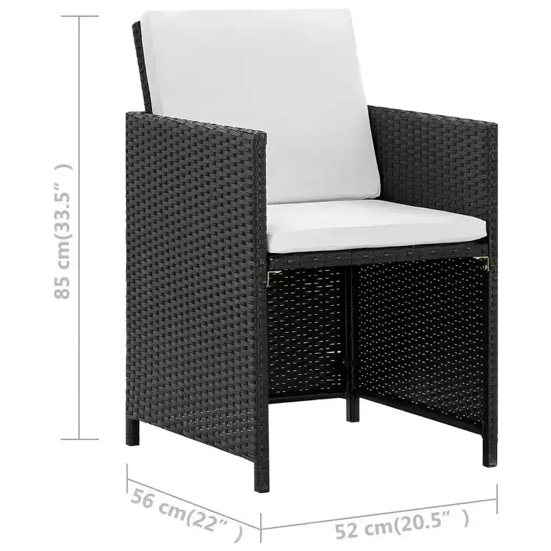vidaXL Ensemble de meubles de jardin – 11 pièces en résine tressée noire avec coussins, plateau en verre – Élégant, durable, facile à nettoyer, mobilier de jardin d'extérieur