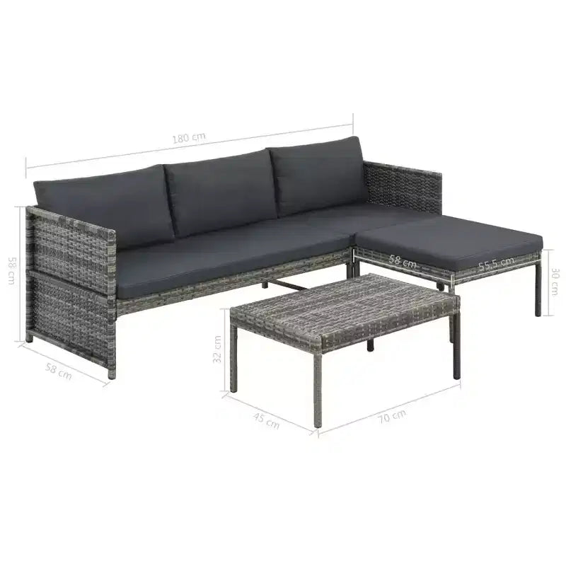 vidaXL Canapé de jardin gris, gris foncé