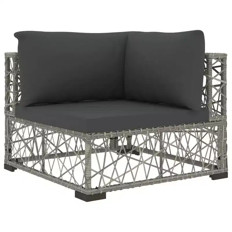 vidaXL Salon de jardin 6 places en résine tressée gris avec accoudoirs réglables