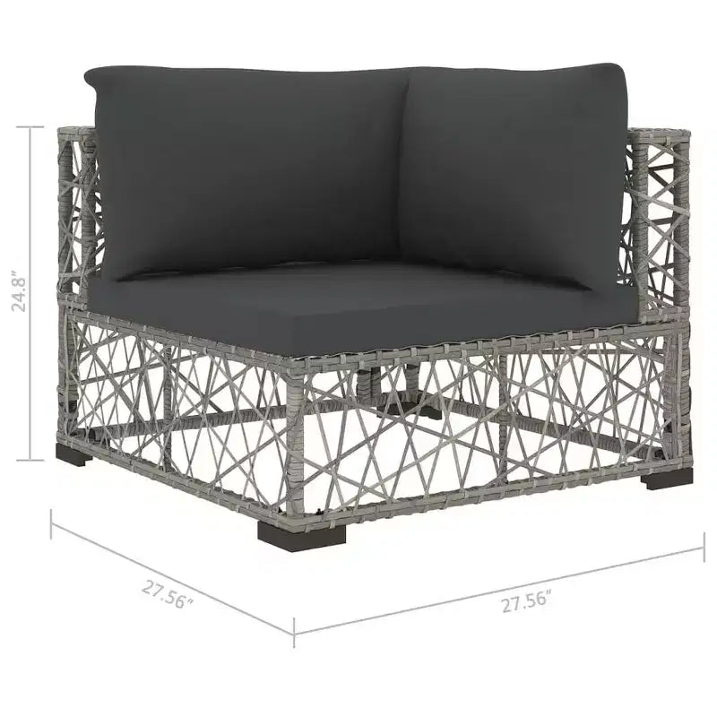 vidaXL Salon de jardin 6 places en résine tressée gris avec accoudoirs réglables