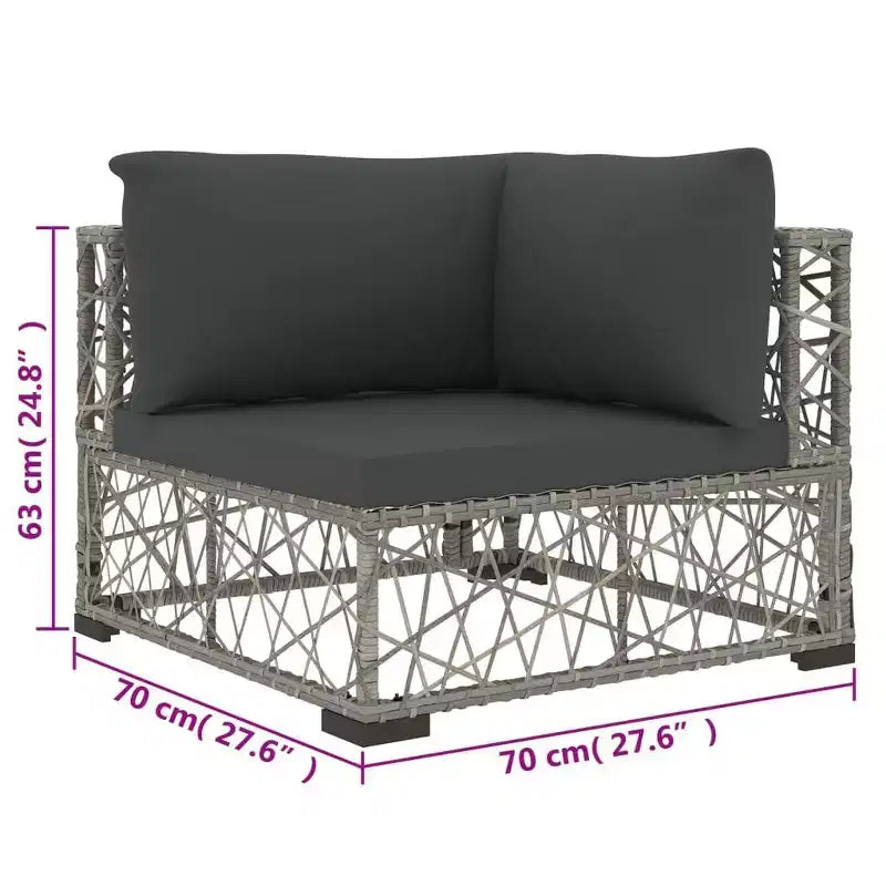 vidaXL Salon de jardin 6 pièces avec coussins résine tressée gris
