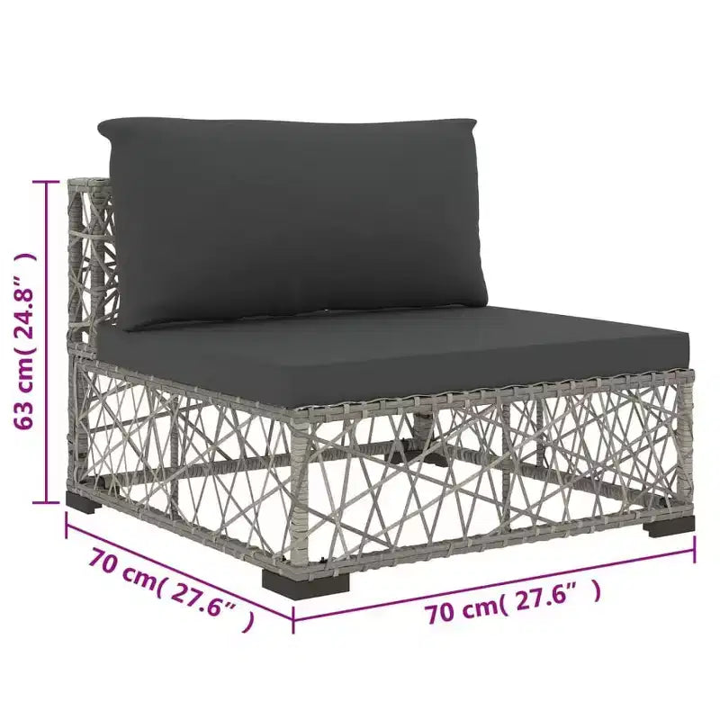 vidaXL Salon de jardin 6 pièces avec coussins résine tressée gris