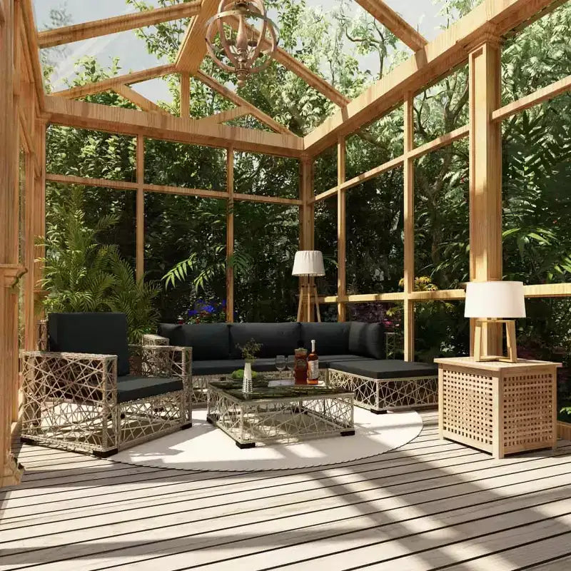 vidaXL Salon de jardin 6 pièces avec coussins résine tressée gris