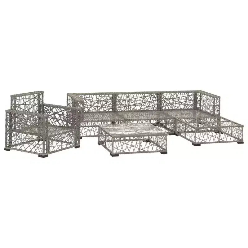 vidaXL Salon de jardin 6 pièces avec coussins résine tressée gris