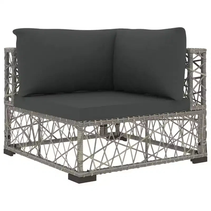 vidaXL Salon de jardin 6 pièces avec coussins résine tressée gris