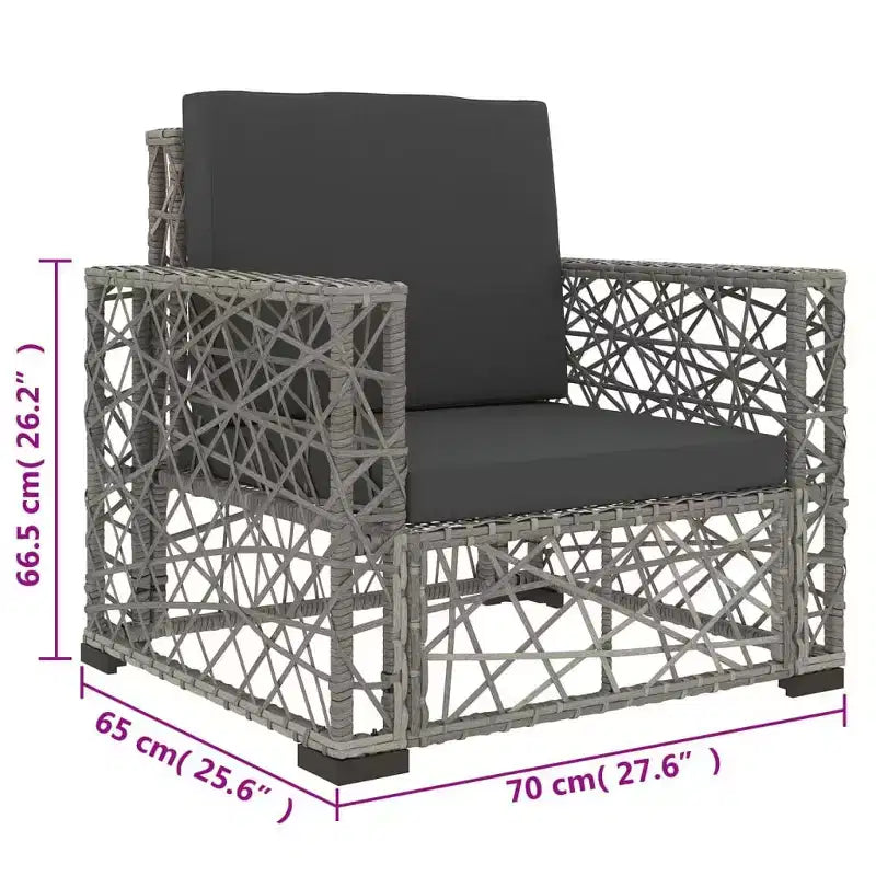 vidaXL Salon de jardin 6 pièces avec coussins résine tressée gris