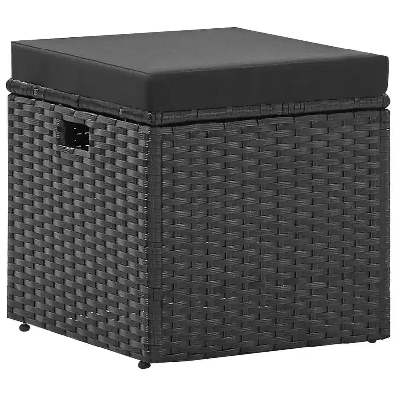 vidaXL Salon de jardin noir résine tressée, acier époxy, verre Grand modèle