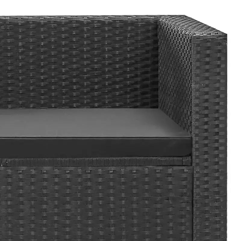 vidaXL Salon de jardin noir résine tressée, acier époxy, verre Grand modèle