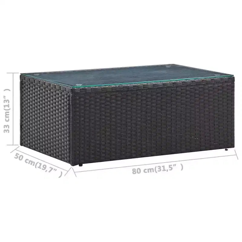 vidaXL Salon de jardin noir résine tressée, acier époxy, verre Grand modèle