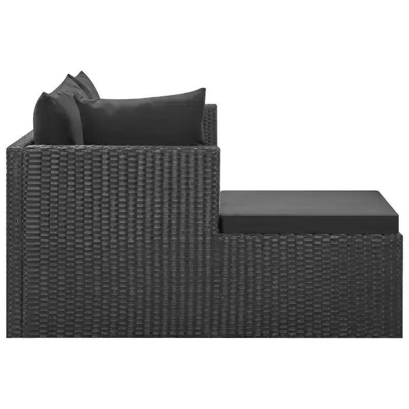vidaXL Salon de jardin noir résine tressée, acier époxy, verre Grand modèle
