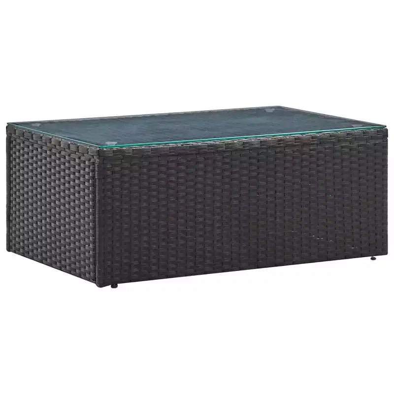 vidaXL Salon de jardin noir résine tressée, acier époxy, verre Grand modèle