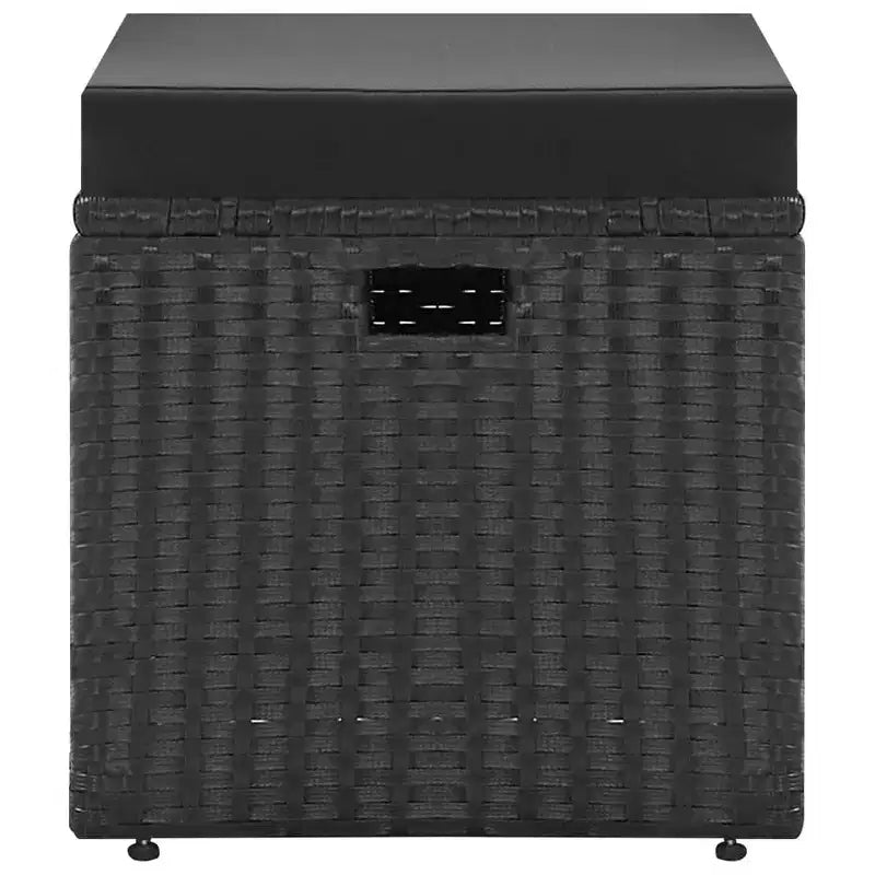 vidaXL Salon de jardin noir résine tressée, acier époxy, verre Grand modèle