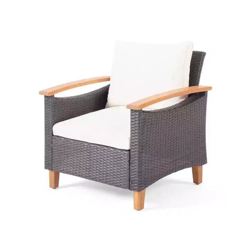 Salon de jardin 4 places Christopher Knight Home Velthur en osier et bois d'acacia