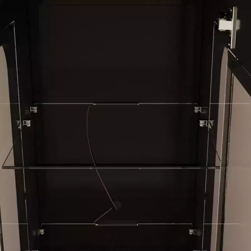 Famapy Black Tall Display Cabinet Accent Cabinet with LED Lights - Modern Storage for Glassware & Decor