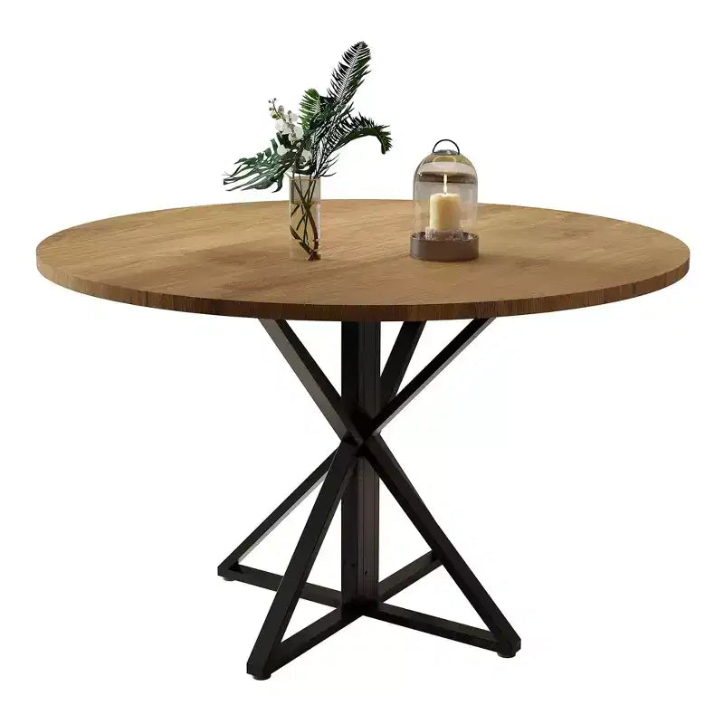 Round Dining Table for 4, 47 Dining Table, Circle Table, Dining Room Table with Heavy Duty Metal Base, Round Kitchen Table for Kitchen Dinning Room