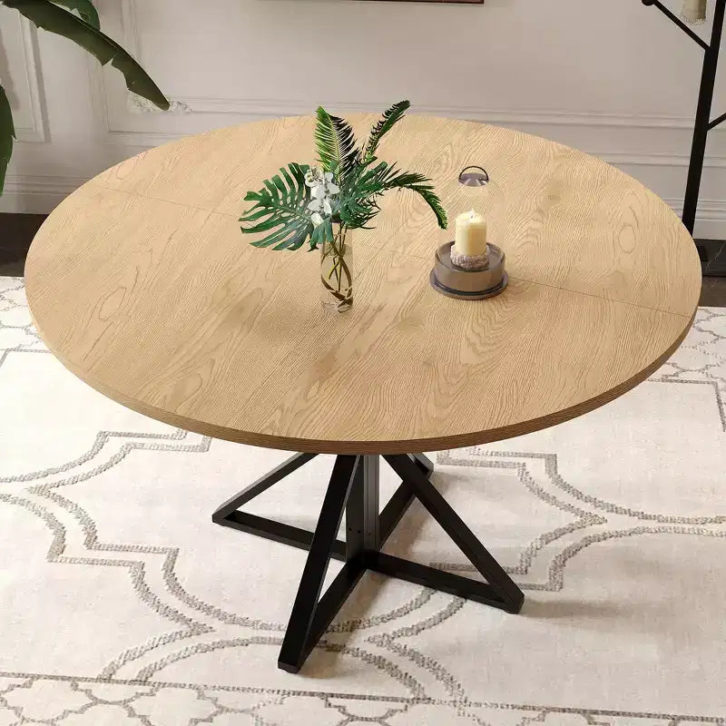 Round Dining Table for 4, 47 Dining Table, Circle Table, Dining Room Table with Heavy Duty Metal Base, Round Kitchen Table for Kitchen Dinning Room