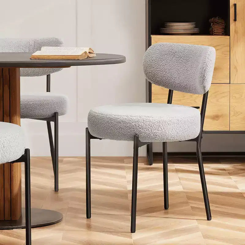 MAYEERTY Comfort Upholstered Dining Chair Gray Seat Cushion Black Steel Frame Backrest for Dining Room Bedroom