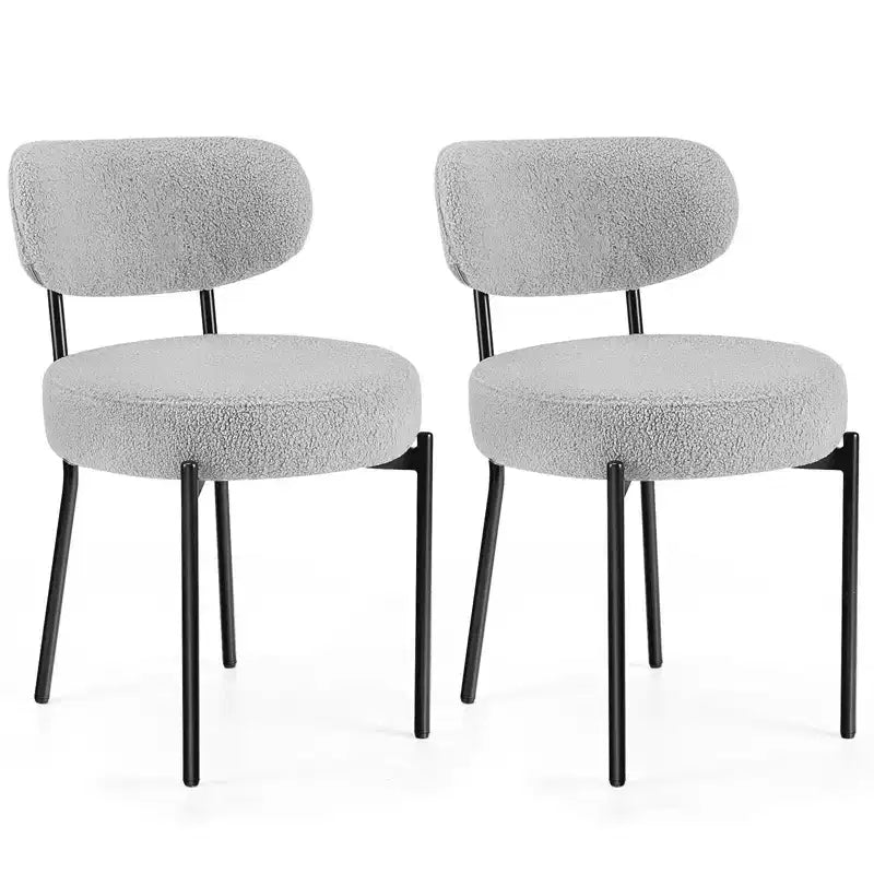 MAYEERTY Comfort Upholstered Dining Chair Gray Seat Cushion Black Steel Frame Backrest for Dining Room Bedroom