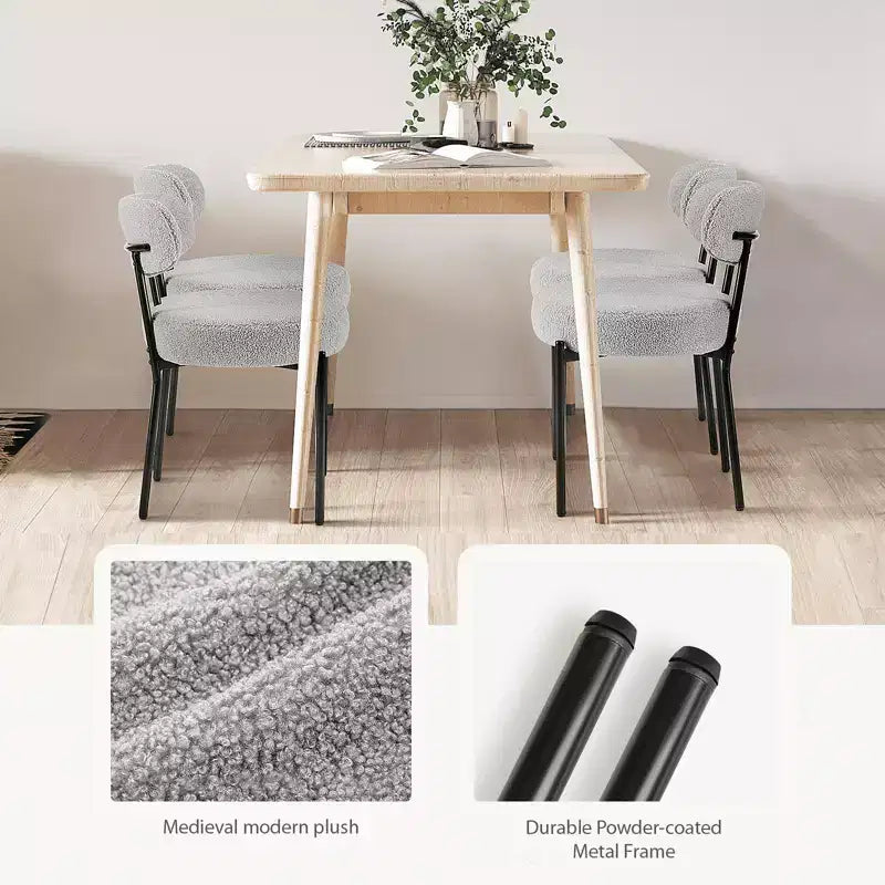 MAYEERTY Comfort Upholstered Dining Chair Gray Seat Cushion Black Steel Frame Backrest for Dining Room Bedroom
