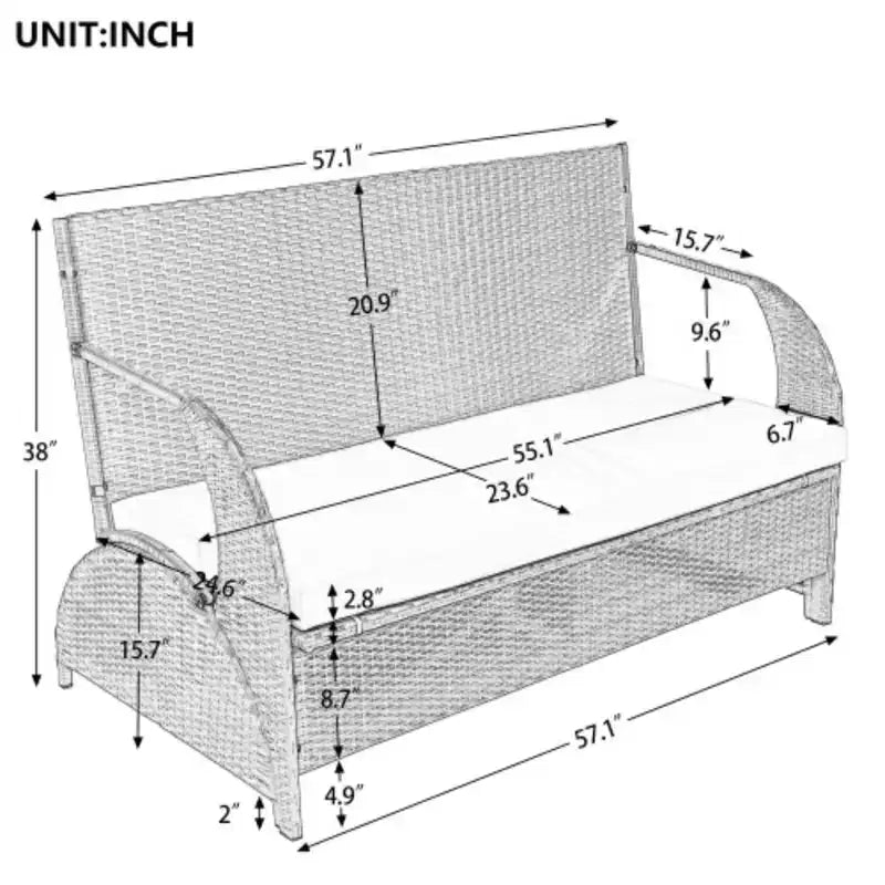 Causeuse d'extérieur polyvalente qui se transforme en quatre sièges et une table, adaptée aux jardins et aux pelouses
